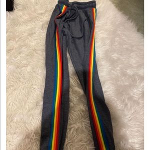 Knit riot rainbow striped sweatpants